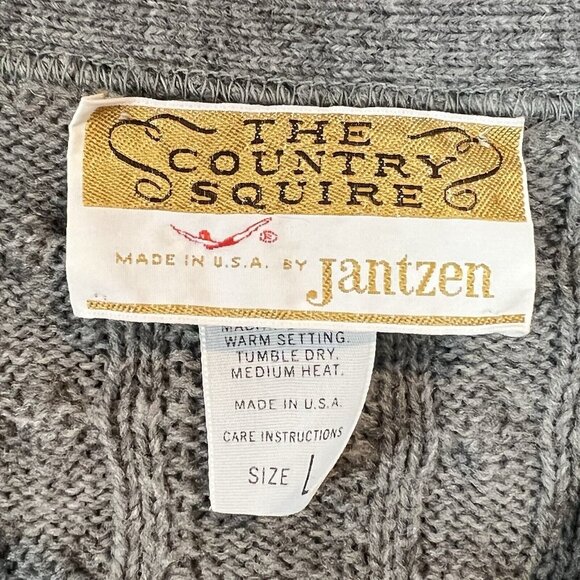 Mens Vintage Gray Cardigan Sweater Jantzen Country Squire Size Large Grandpa - Picture 2 of 9